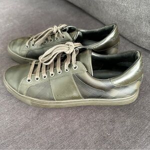 BURBERRY MEN'S TONAL PLAID GREEN LEATHER SNEAKERS SIZE 8
